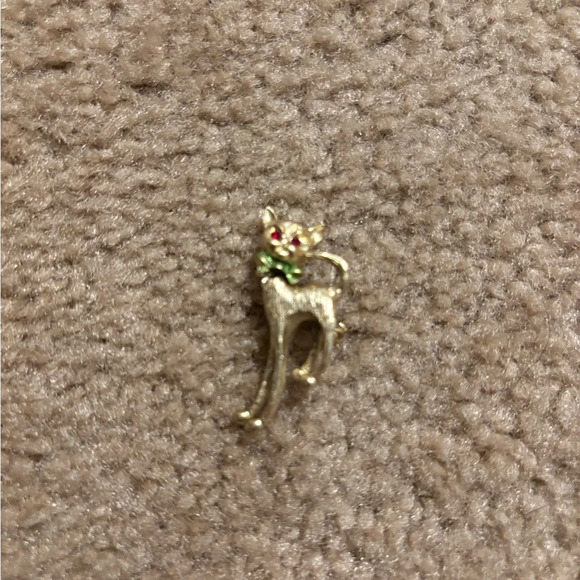 Head Moving Cat Gold Tone Brooch Pin - Picture 3 of 8